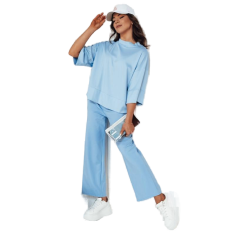 Dstreet Ženske široke hlače RITES modre barve uy2008 Univerzalni