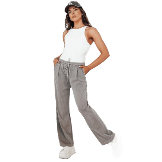 Dstreet Ženske hlače s širokimi nogavicami ASTERS sive barve uy2035