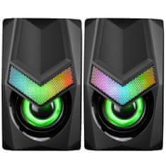 Marvo SG-118 RGB 2.0, 6W gaming zvočnik 3,5mm/USB črn