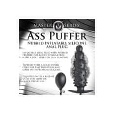 Master Series Napihljiv narebren analni čep, črn