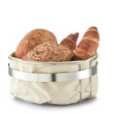 Zeller Košara za kruh z vrečko, kovinska kromirana in bombažna, kremØ22x10,8