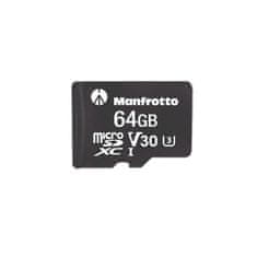 Manfrotto Professional, 64GB, UHS-I, V30, U3, 90MB/s, microSDXC spominska kartica + SD adapter (MANPROMSD64) + GRATIS ČITALEC