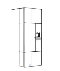 Armal Tuš fiksna stena WALK IN ČRNE LINIJE 120+30X200 črni profil, prozorno steklo, prečni nosilec 