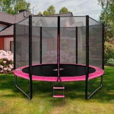Aga Sport Pro trampolin 305 cm roza + zaščitna mreža + lestev