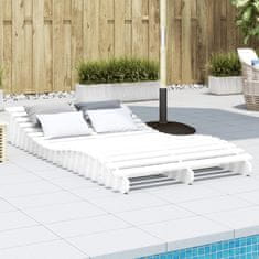 Greatstore Ležalnik bel 205x110x31,5 cm trdna borovina