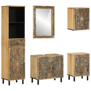 Greatstore Kopalniška garnitura 5-delna trden mangov les
