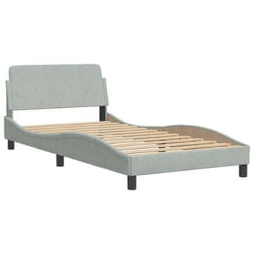 Vidaxl Posteljni okvir Dover svetlo siv 100x200 cm žamet
