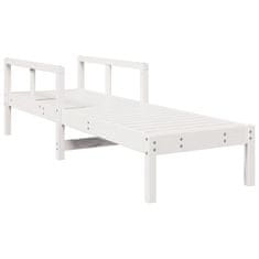 Greatstore Ležalnik bel 199,5x62x55 cm trdna borovina