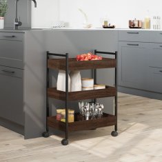 Greatstore Kuhinjski voziček rjav hrast 50x30x70 cm inženirski les