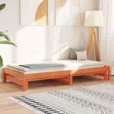 Greatstore Izvlečna dnevna postelja voščeno rjava 90x190 cm trdna borovina