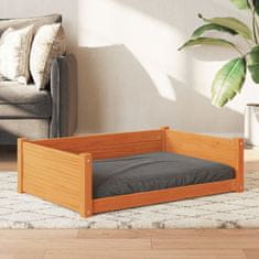 Greatstore Pasja postelja voščeno rjava 95,5x65,5x28 cm trdna borovina