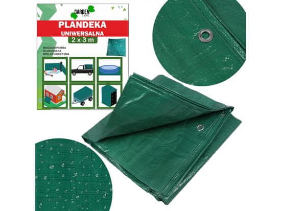 GARDEN LINE Zelena vodoodporna ponjava z očesci, večnamenska 2x3m