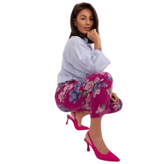 ITALY MODA Ženske hlače iz lanene mešanice vijolične barve DHJ-SP-1365.89_406778