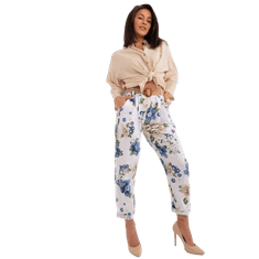 ITALY MODA Ženske hlače iz cvetličnega materiala bele barve DHJ-SP-1365.95_406776 Univerzalni