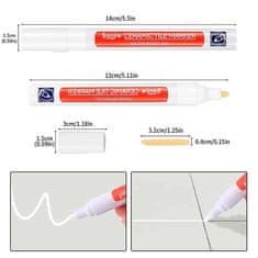 Netscroll Komplet 2 x svinčnik za barvanje fug, marker za poopravilo keramičnih fug, korekturno pisalo za obnovitev fug, vrnite belino vašim fugam, bela barva, CeramicTilePen