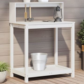 Vidaxl vidaXL Vrtna miza s policami bela 82,5x50x109,5 cm borovina
