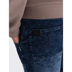 OMBRE Moške hlače iz marmoriranega džinsa JOGGERY temno modre barve MDN124046 S