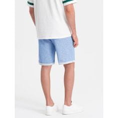 OMBRE Moške kratke hlače iz melanžne tkanine LOOSE FIT svetlo modre barve MDN124755 XL