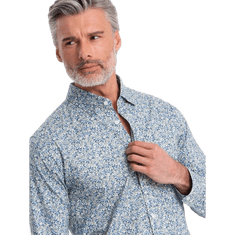 OMBRE Moška majica SLIM FIT s potiskom svetlo modra MDN124793 L