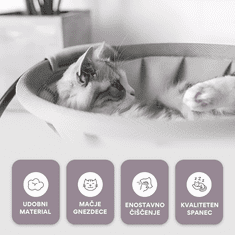 Homey Ležišče za mačke | Mačja viseča mreža | Udobna postelja za mačko | 45 x 42 cm | Siva