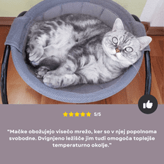 Homey Ležišče za mačke | Mačja viseča mreža | Udobna postelja za mačko | 45 x 42 cm | Siva