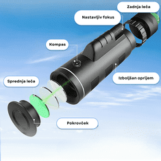 Homey Mini daljnogled | 40x60 povečava| Združljiv s telefonom | Odporen na vremenske vplive | Prenosen