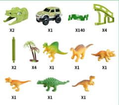 Homey Dinozavrska dirkalna steza za električen avtomobilček | 140 elementov proge + 19 elementov parka