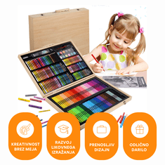 Homey 251 delni ustvarjalni set za slikanje in risanje v kovčku | Barvice, flomastri, pastelne barve in več