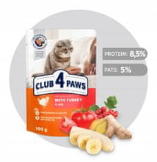 Club4Paws Premium mokra hrana za odrasle mačke s puranom 24x100g