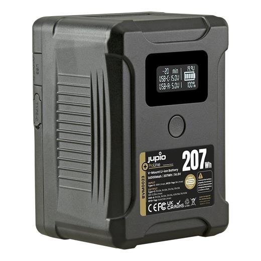 Jupio Baterija V-Mount *ProLine* Extreme 207 - 14000mAh (207Wh) - LCD zaslon, USB-C PD 65W vhod/izhod, D-Tap vhod/izhod in