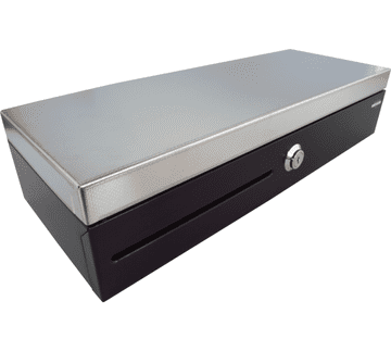 Virtuos Blagajniški predal FT-460C2 - s kablom, s pokrovom za zaklepanje, pokrov iz nerjavečega jekla, 9-24V, črn