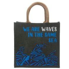 Ancient Wisdom Vreča iz jute s potiskom - We are Waves - siva
