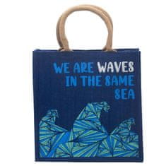 Ancient Wisdom Vreča iz jute s potiskom - We are Waves - Modra