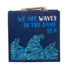 Ancient Wisdom Vreča iz jute s potiskom - We are Waves - Modra