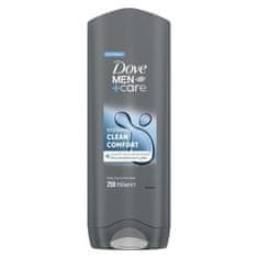 Dove Men + Care Hydrating Clean Comfort vlažilen gel za prhanje za telo, obraz in lase 250 ml za moške