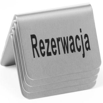 shumee Informacijska tablica REZERVACIJA, kromirano jeklo, komplet 4 kos. - Hendi 663714