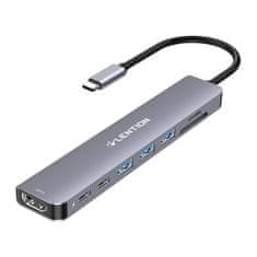 slomart hub 8w1 lention usb-c do 3x usb 3.0 + sd/tf + pd + usb-c + hdmi 4k60hz (dodatno)