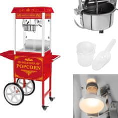 Royal Catering Profesionalni zmogljivi stroj za popcorn mobilni na vozičku 230V 1,5kW rdeč