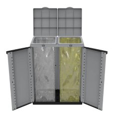 BigBuy Koš za odpadke za recikliranje črno/sivo (68 x 39 x 88,7 cm)