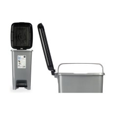 BigBuy Koš za pedala črno siva plastika 25 L (37 x 47 x 26,9 cm) (8 enot)