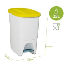 BigBuy Koš za smeti s pedali Rumena pravokotna 25 L