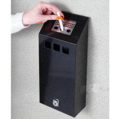 Meva Nastavljiv pepelnik na steno z izvlečnim posodom, zaklenljiv s ključem, črn, 1,5 l