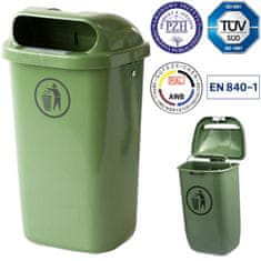 NEW Zabojnik za komunalne odpadke DIN 50L za stebriček ali steno - zelen