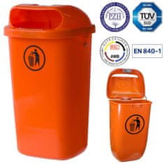 NEW Zabojnik za komunalne odpadke DIN 50L za stebriček ali steno - oranžen