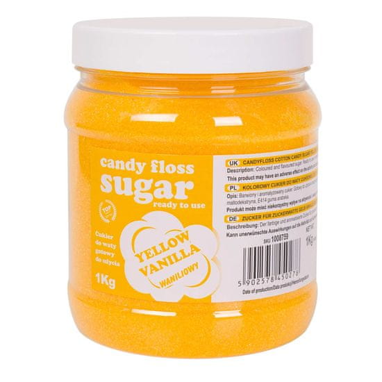 shumee Barvni rumeni bombažni sladkor z okusom vanilije 1kg