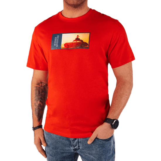 Dstreet Moška majica s potiskom oranžna rx5486
