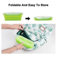 HOME & MARKER® Silikonske zložljive posode za enostavno pakiranje hrane, Posode za malico (4 ks) | POPLATE Modra