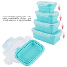 Komplet silikonskih zložljivih posod, Posode za shranjevanje hrane, Odporna na mraz in vročino (Modra, 4 kosi) | POPLATE