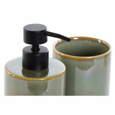 DKD Home Decor Kopalniški set DKD Home Decor Vintage Green PVC Stoneware 8 x 8 x 17,5 cm (2 enoti)
