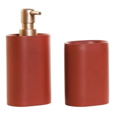 DKD Home Decor Kopalniški set DKD Home Decor Golden Terracotta PVC Resin Modern 8,5 x 6 x 18 cm (2 enoti)